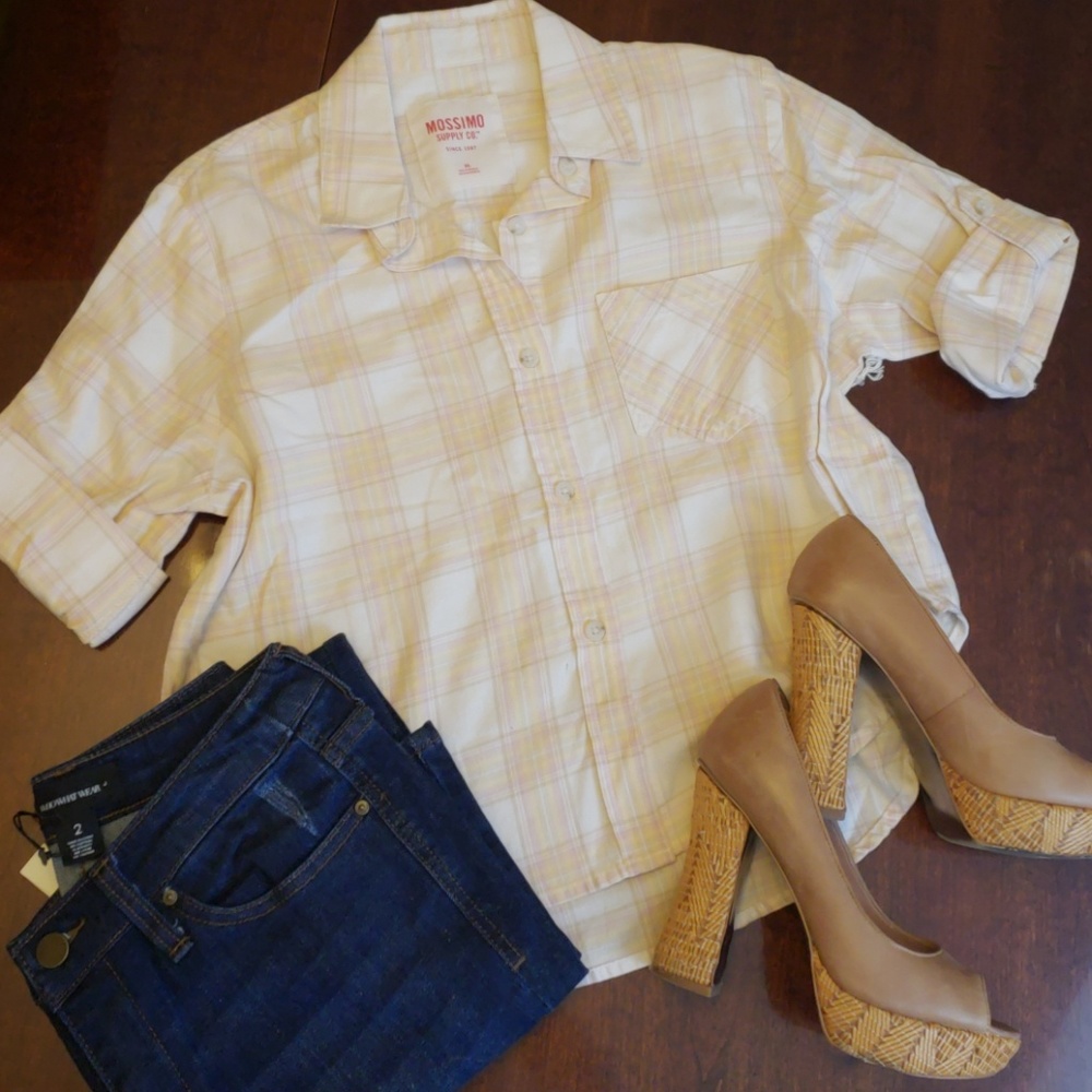 Plaid Cropped Button Up Shirt